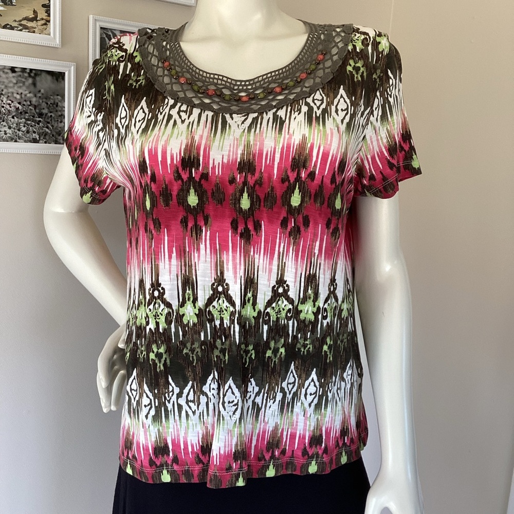 Alfred Dunner Beaded Neckline Top❤️